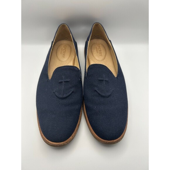 Sperry Seaport Levy Loafers Women's 7.5 Blue Canvas Slip On Casual Comfort Flats - Picture 1 of 6